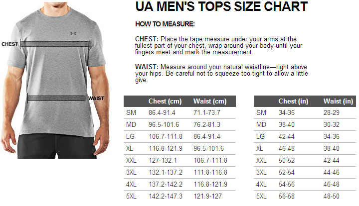 Under armour store compression size chart